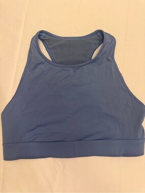 Fabletics Slate-Blue High Neck Racerback Sports Bra